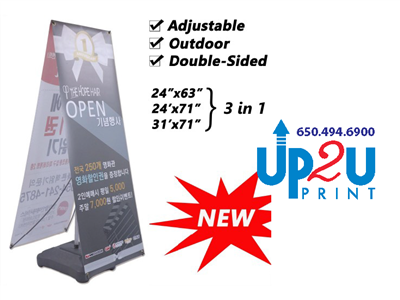 Outdoor x banner stands with Water Fill Base 24"x 63" 24"x 71"  31"X 71" UP2U PRNIT Mountain View 