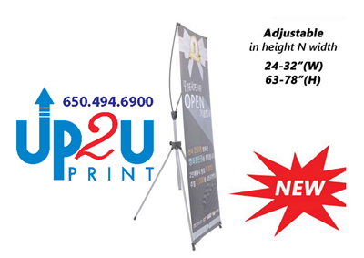 Adjustable X Banner Stand Mountain View 24"x63" to 32"x78"